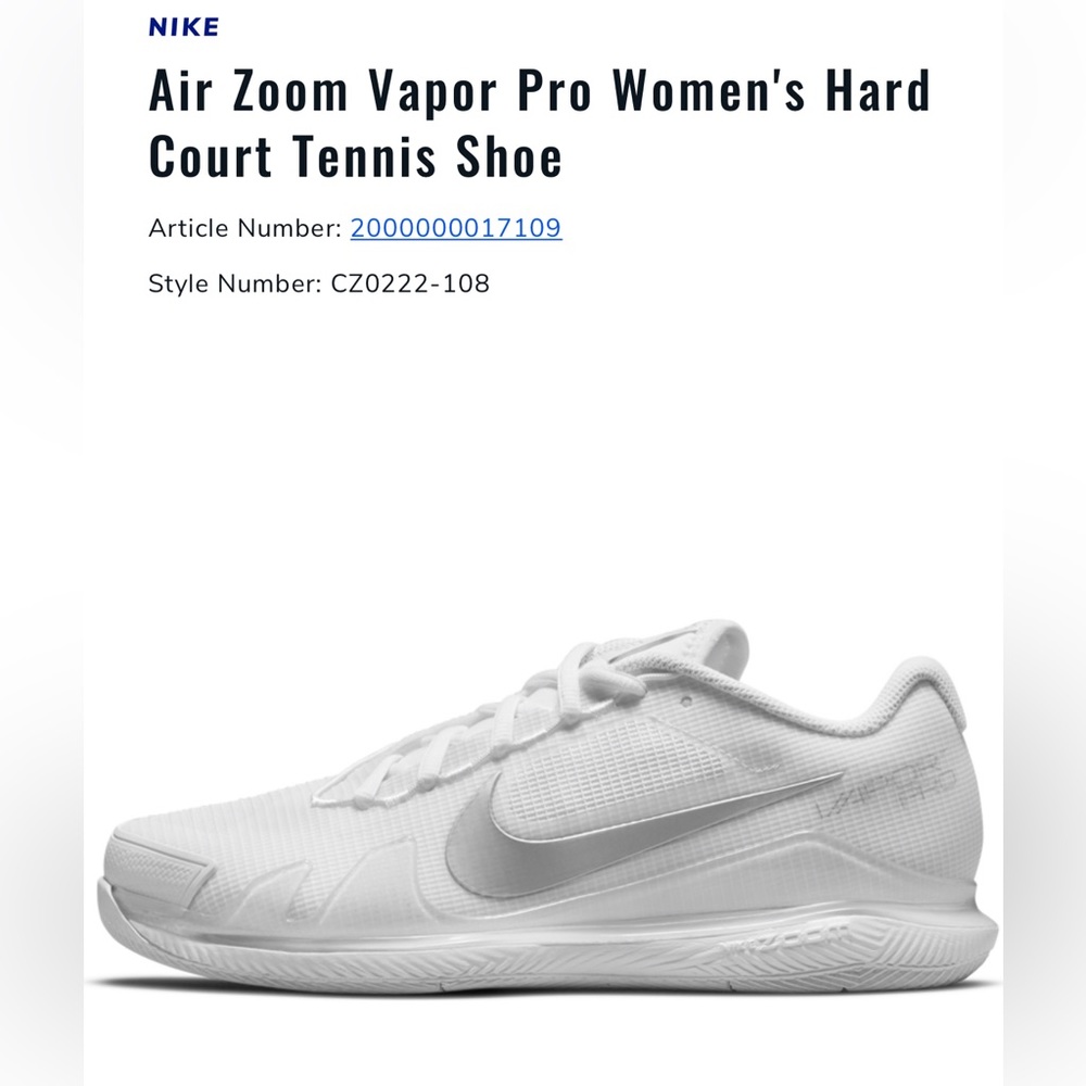 Nike Air Zoom Vapor Pro Women’s Tennis Shoes 
Size: 8W
Style #: CZ0222-108
New